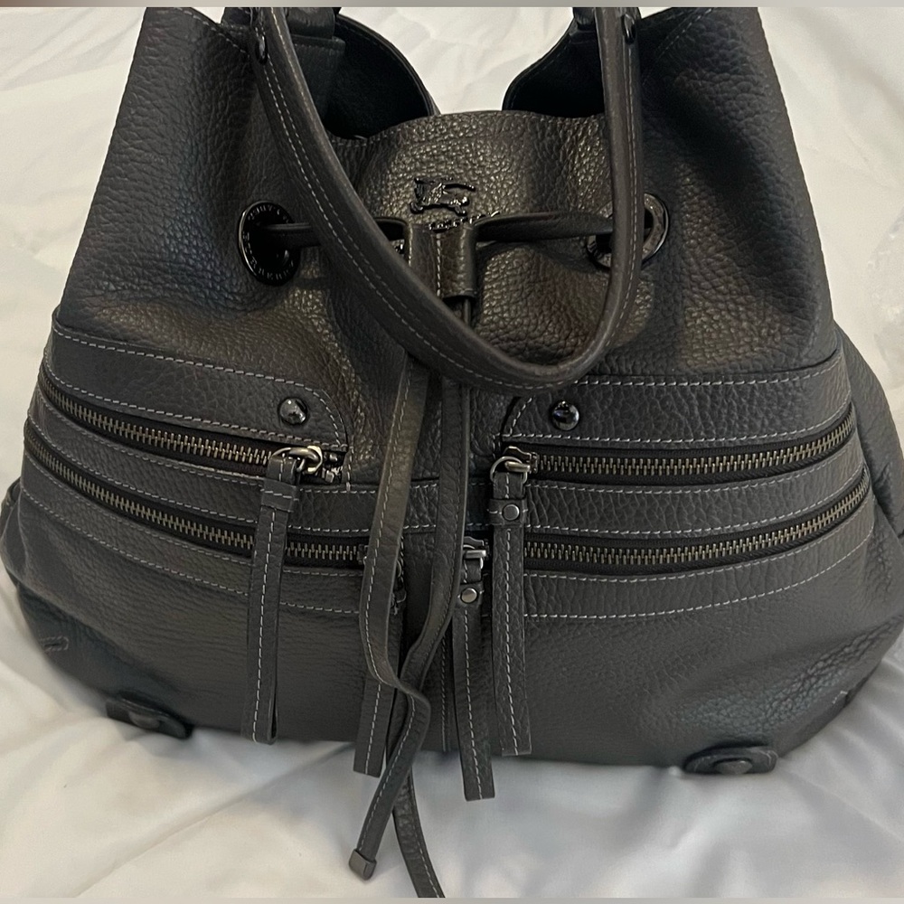 Burberry dark grey hobo bag